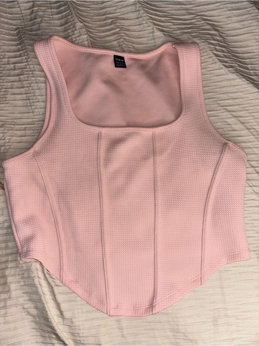 Sleeveless Structured Crop Top in Light Pink by Unknown Brand